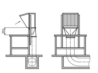 Схема установки односторонней панели с нижним отсосом газа